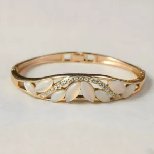 Elegant Leaf Stone Gold Bracelet